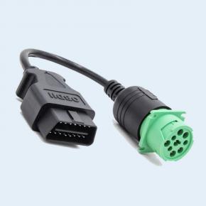 Customized  OBD2  16 pin male to  9 pin J1939 female  cable vehicle  OBDII extension cable